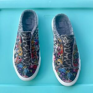Blowfish Malibu Animal Floral Skull Print Open Back Slip-On Shoes